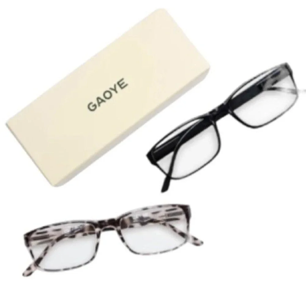 Gaoye +0.75 Reading Glasses Leopard & Black Blue-Light Filter, UV Protection 2pr
